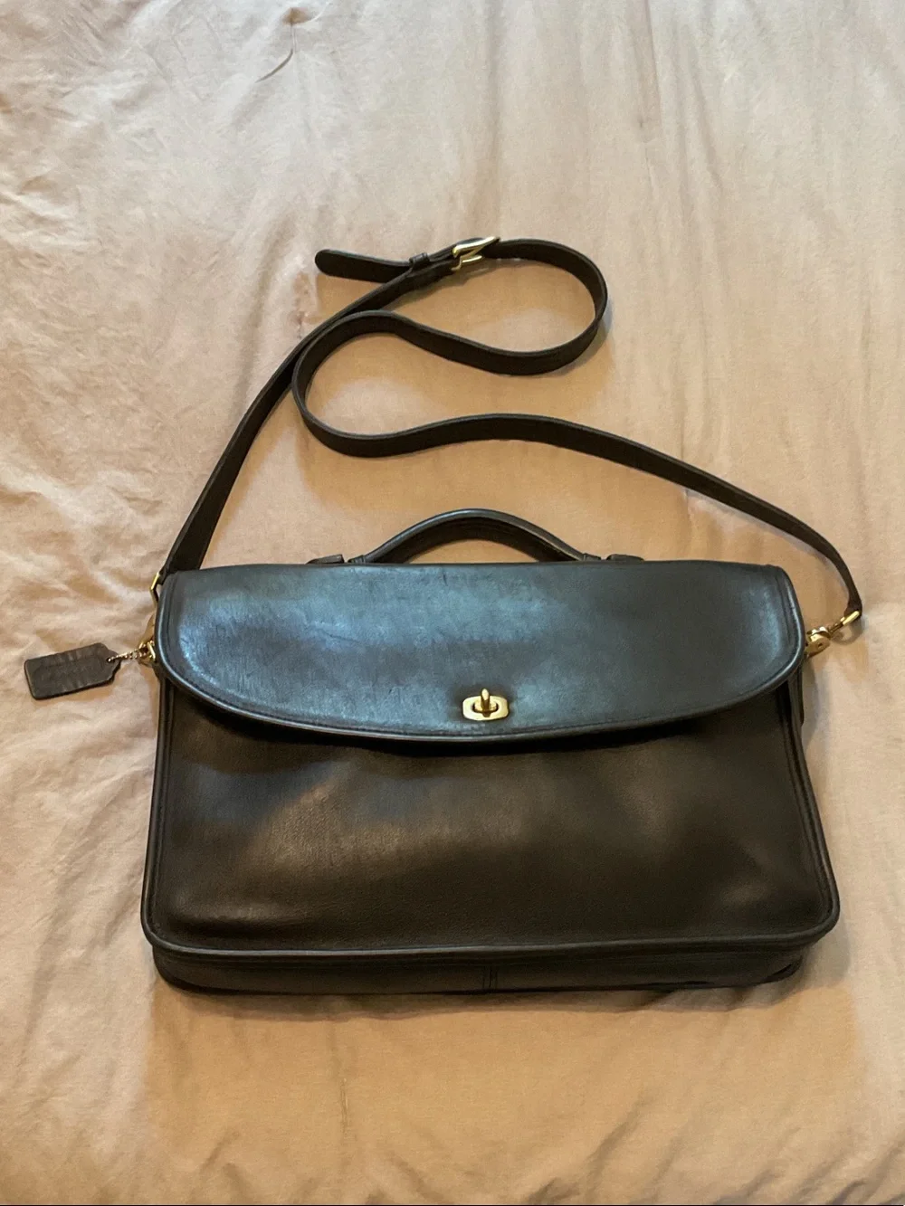 Vintage Coach Lexington Black Leather Briefcase/Messenger Bag